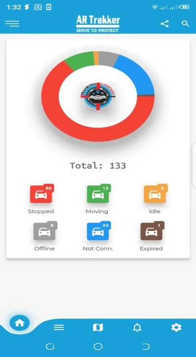 AR Trakker app: fleet overview screen